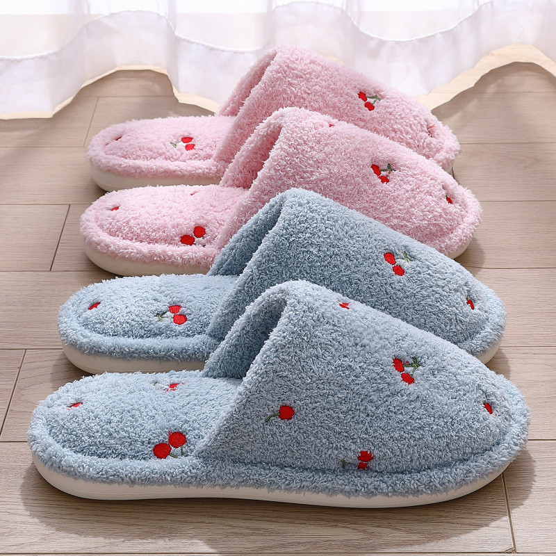 รองเท้าแตะผ้าฝ้ายอบอุ่นสำหรับผู้หญิง ป้องกันลื่น ใช้ได้ในบ้านตลอดฤดูใบไม้ร่วงถึงฤดูหนาว