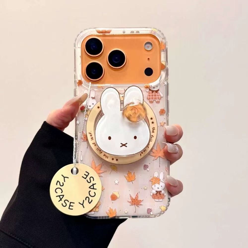 Maple Leaf Miffy กระต่ายหมุนวงเล็บแม่เหล็กเคสโทรศัพท์เหมาะสําหรับ iPhone17 16 15 14 13 11 12Promax 11Promax 12Pro 14plus 15Promax