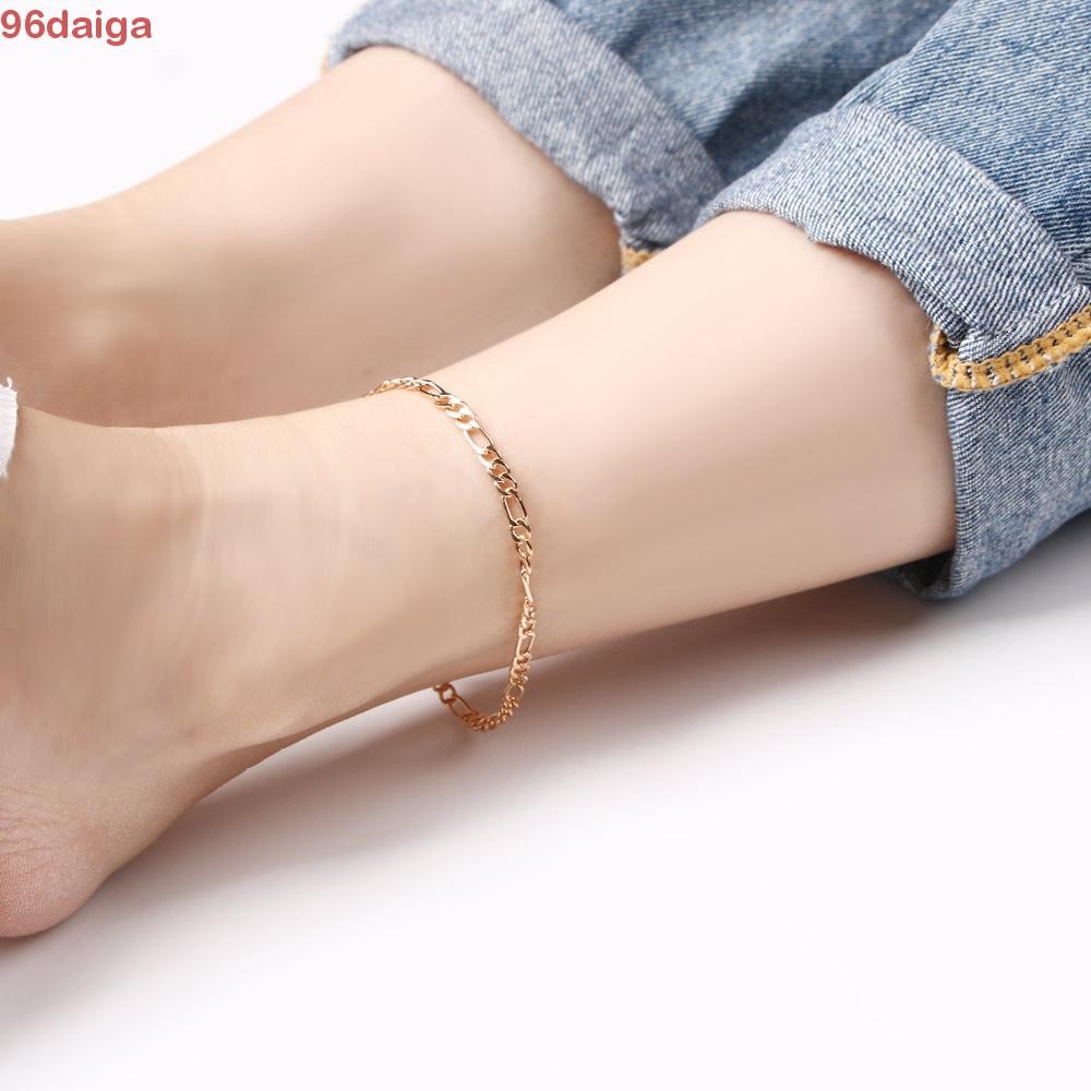 DAIGA Anklet Simple Men Foot Gold&Silver Alloy Chain Link Jewelry