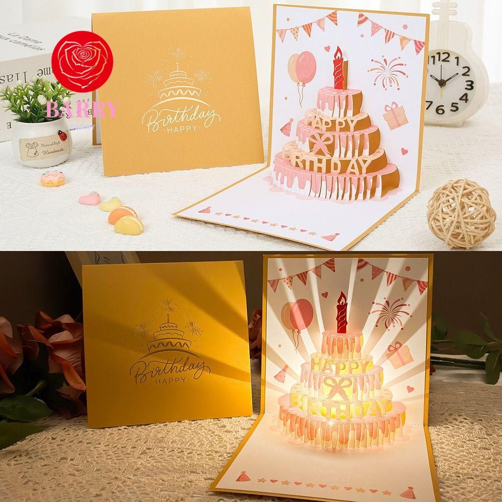 การ์ดอวยพรวันเกิดดนตรี BARRY, Led Musical และ Light 3D Popup การ์ดอวยพร,พร้อมซองจดหมาย Hollow กระดาษ