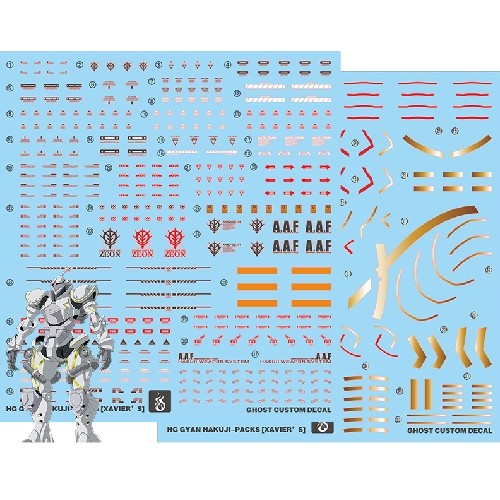 YAN / FLAME HG สีขาวสีม่วง Xaviers GYAN Hakuji-Packs Water slide decal ไม่ใช่สติ๊กเกอร์ Gold Coating