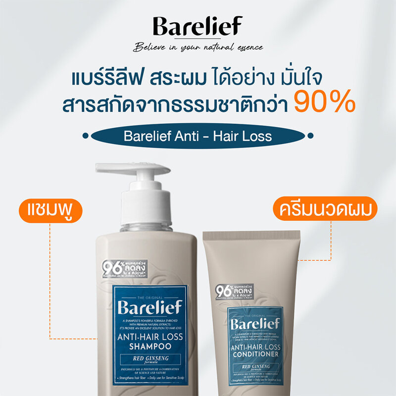 Barelief Red Ginseng Anti-Hair Loss Conditioner 200ml แบร์รีลีฟ ครีมนวดโสมแดงเกาหลี. - รูปที่ 2