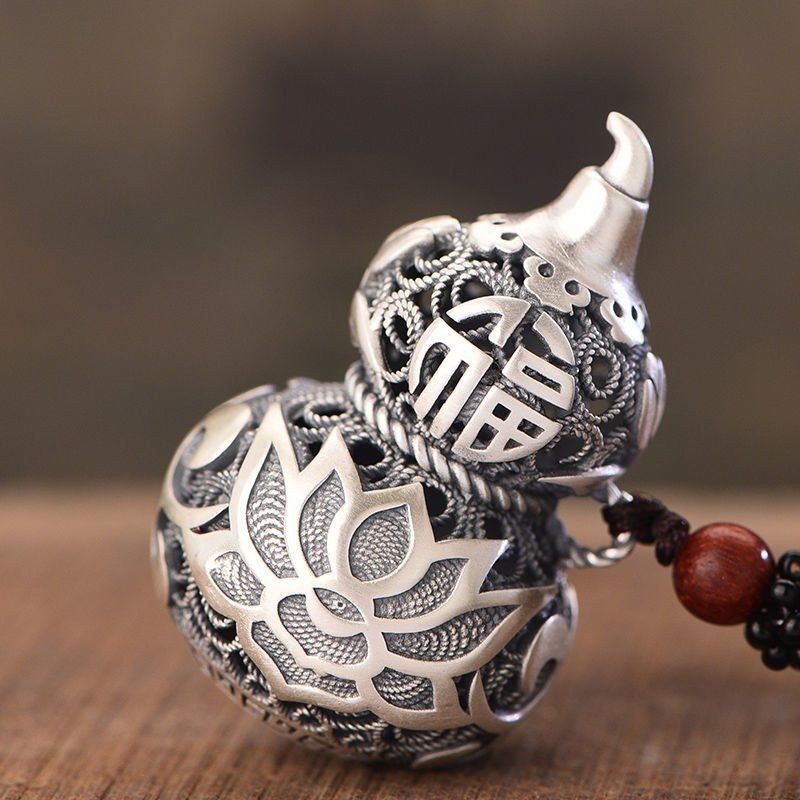 S999 เงินสเตอร์ลิง hollow filigree gourd จี้สําหรับชาย aS999 เงินจี้ Comm ตกปลาผู้ชายและผู้หญิงสไตล์