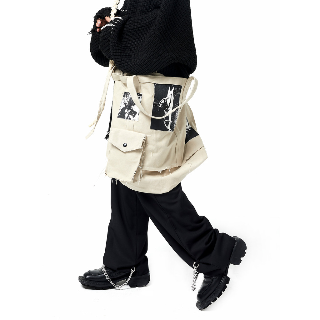 {Rabbit.b} ETERNITY ITA Retro Patch ความจุขนาดใหญ่ Messenger Bag Messenger Bag Street Style ผู้ชายผู