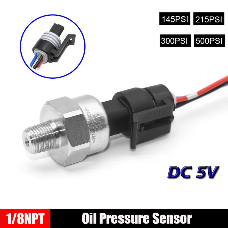ที่กําหนดเอง 145Psi / 215Psi/ 300Psi/500Psi เซ็นเซอร์ความดันน้ํามันเครื่องส่งสัญญาณ DC 5V 1/8NPT สํา