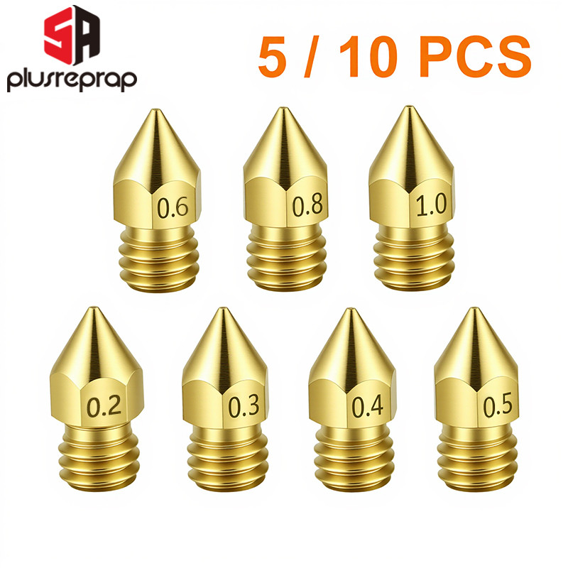 5/10PCS MK8 Brass Nozzle 0.2MM 0.3MM 0.4MM 0.5MM Extruder Print Head Nozzle For 1.75MM CR10 CR10S En
