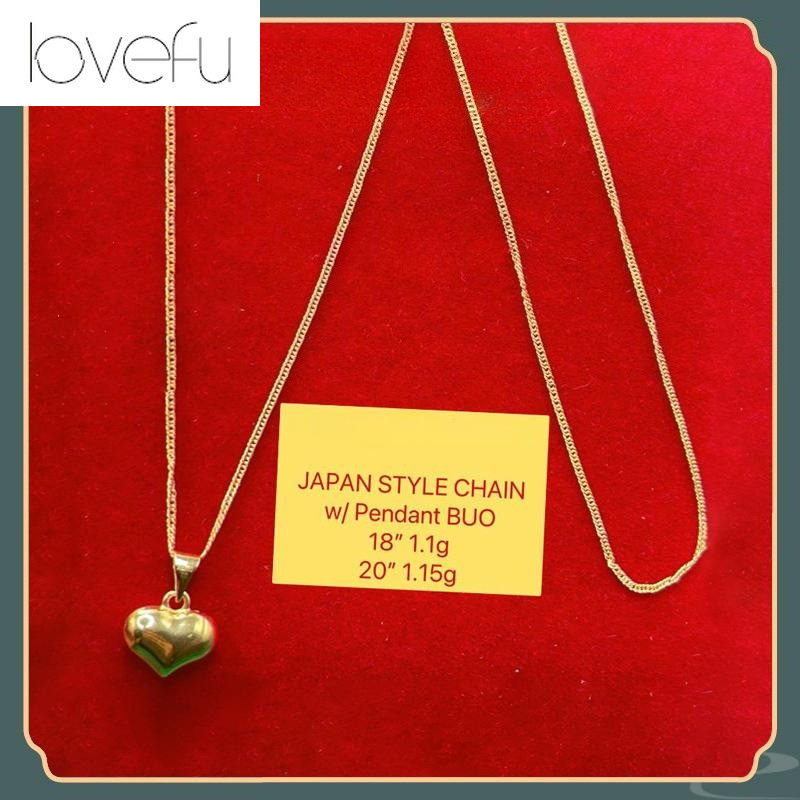 18K Saudi Gold Pawnable Nasasangla 99.99% LOVE NECKLACE W/ PENDANT BUO