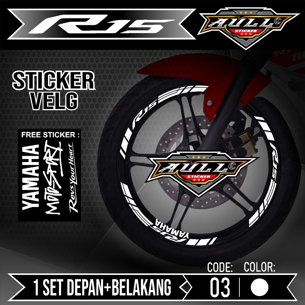 สติ๊กเกอร์Velg R15 ตัดVelg Motor Yamaha R15 V2 V3 List Sticker Cutting Velg Tyre Variation Set ด้านห