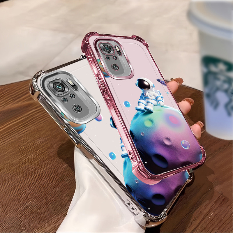 เหมาะสําหรับ Redmi NOTE 10 Pro 4G 5G 10S POCO M5S M3 Pro Electroplated กันกระแทกเคสโทรศัพท์รูปแบบสาว