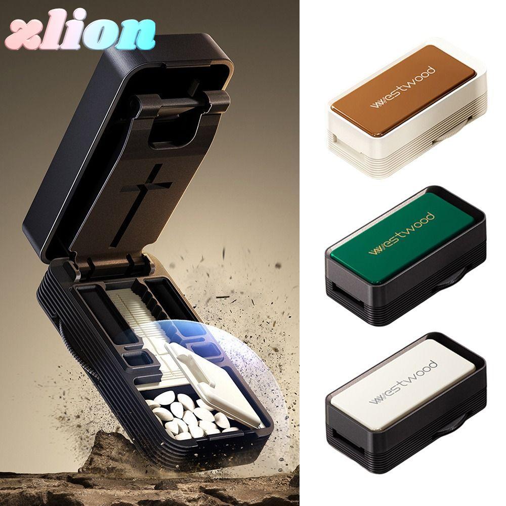 ZLION Quartering Pill Cutter, แปรงยาตัด Pill Cutter กล่องเก็บ, Creative กันฝุ่น Moisture-proof Pill 