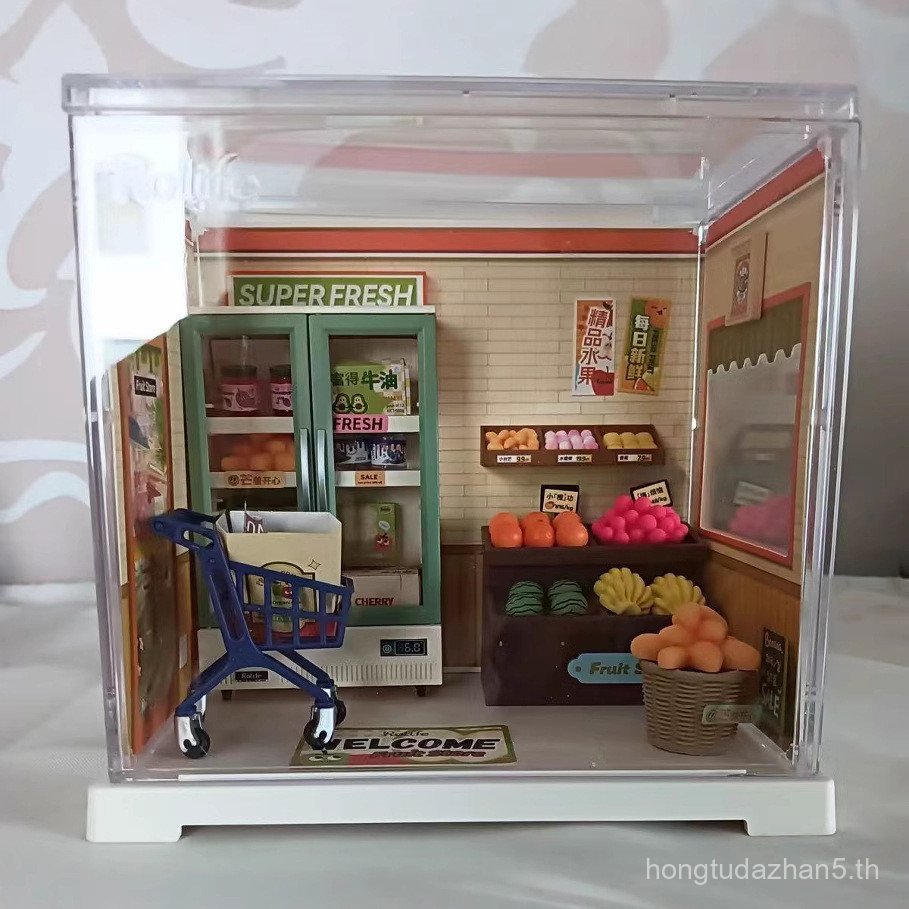 MINISO MINISO MINISO Super World Store Bakery diy Hut ประกอบอาคารบล็อกของเล่น Miniature Miniature