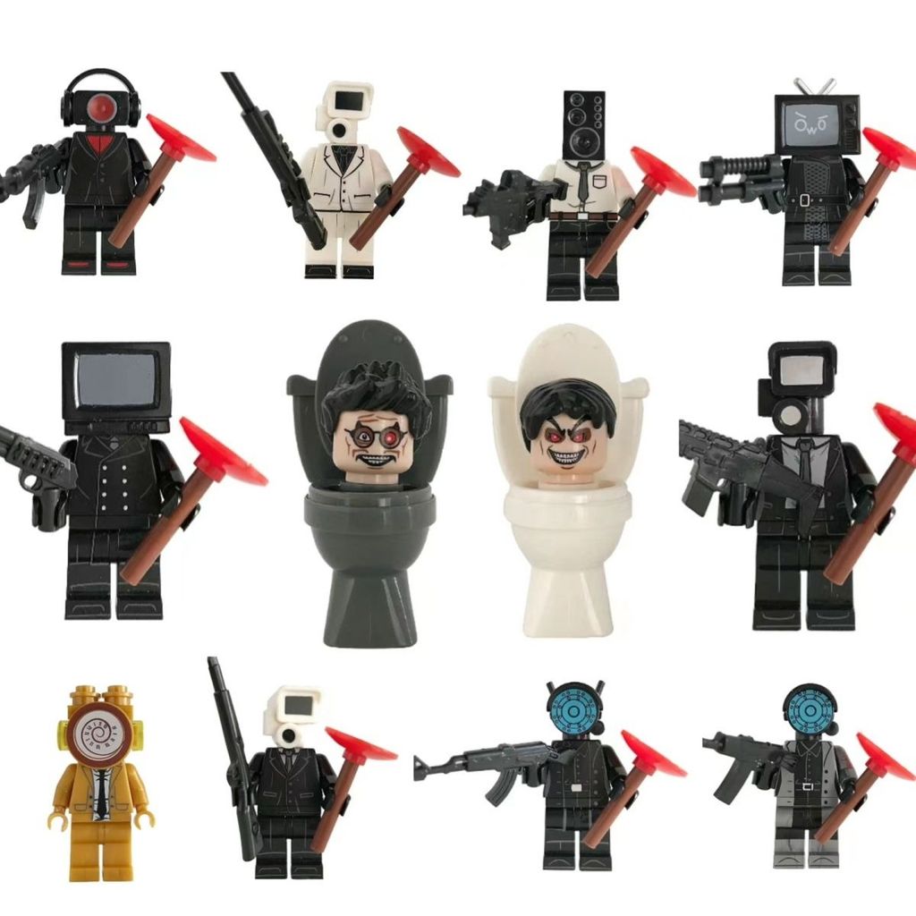 เข้ากันได้กับเลโก้บล็อกตัวต่อ Toilet Man VS Monitor Model Gold Titan Clock King Boy Toy ของขวัญวันเก