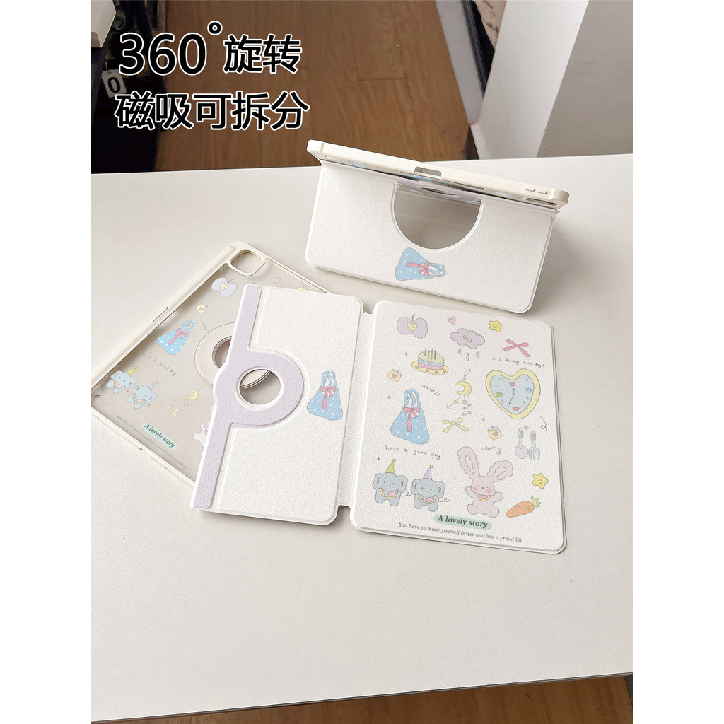 ยี่ห้อใหม่น่ารักสัตว์สีขาว Apple iPad 10th Generation เคสป้องกันแบบพับได้, เหมาะสําหรับ iPhone air6 