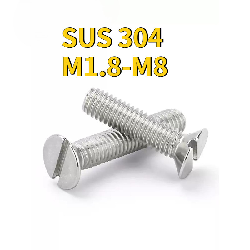 GB68 304 สแตนเลส one-word slot consunk หัวสกรู slotted แบนหัวสกรู M1.6M2M2.5M3M4M5M6M8M10GZ-MB