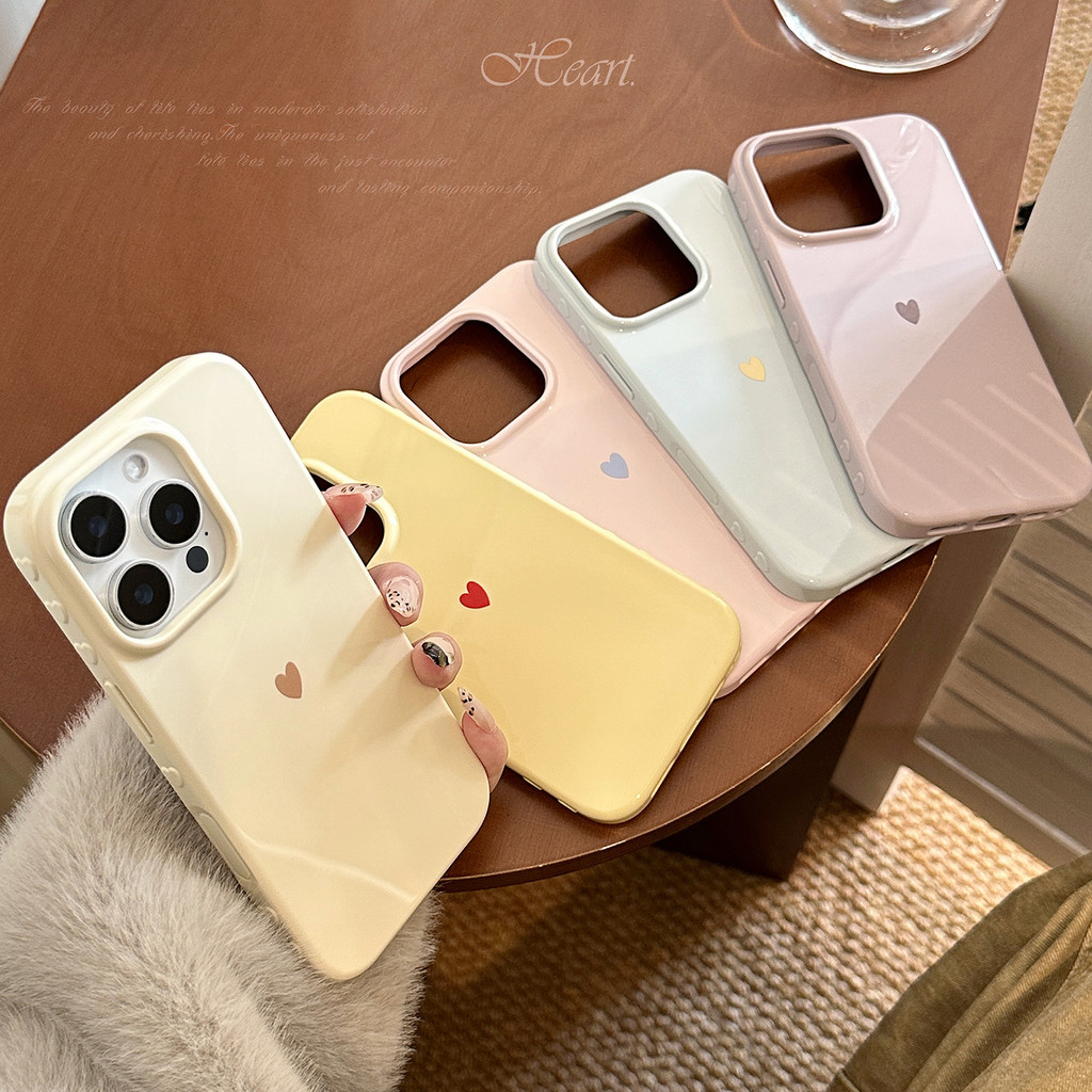 รวมทุกอย่างสีทึบเรียบง่ายขนาดเล็กรักหัวใจป้องกันเคสโทรศัพท์เหมาะสําหรับ ทีพียู สําหรับ ไอโฟน12 13 14 15 16 17มือโปร สูงสุด
