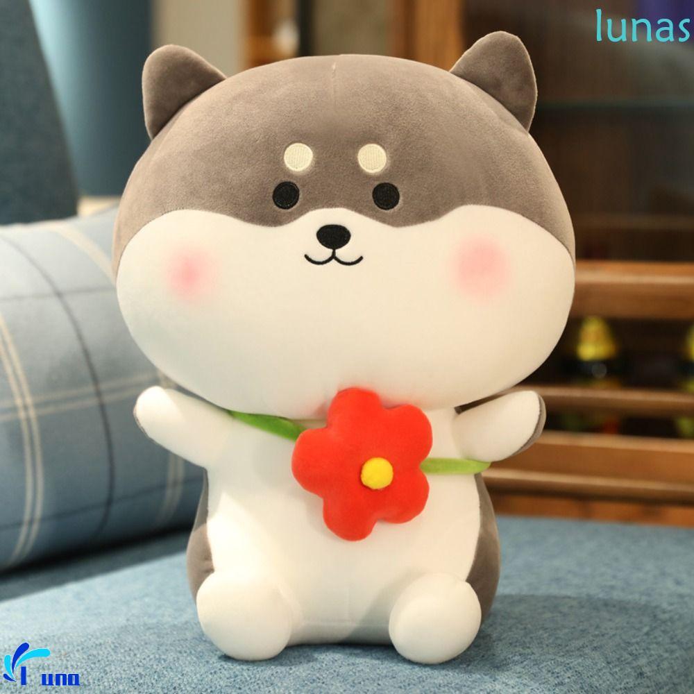 LUNASOL Husky Dog Plush ของเล่นตกแต่งบ้านการ์ตูนสัตว์จําลอง Husky Appease ของเล่น Plushie ปัจจุบันคร