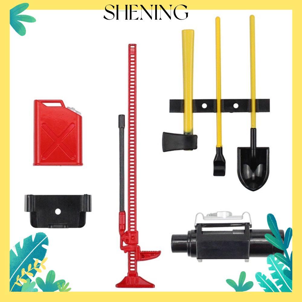 SHENING 6 ชิ้นโรงรถชุดเครื่องมือ, 1/10 Scale Mini Hi-Lift Jack Winch ชุด,จําลองพลาสติก RC Crawler อะ