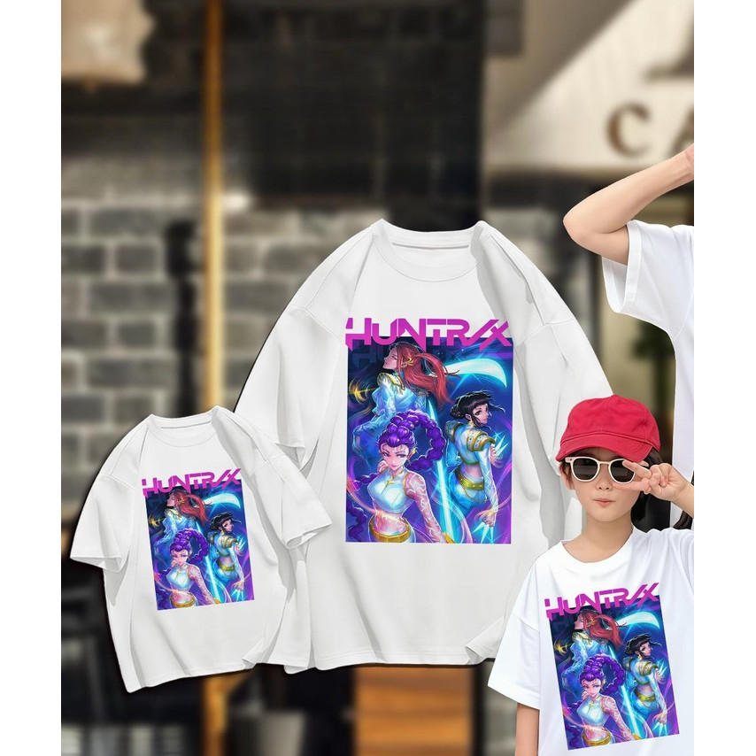Kpop Demon Hunters 2D เสื้อยืดแขนสั้นสำหรับเด็ก ลายการ์ตูน