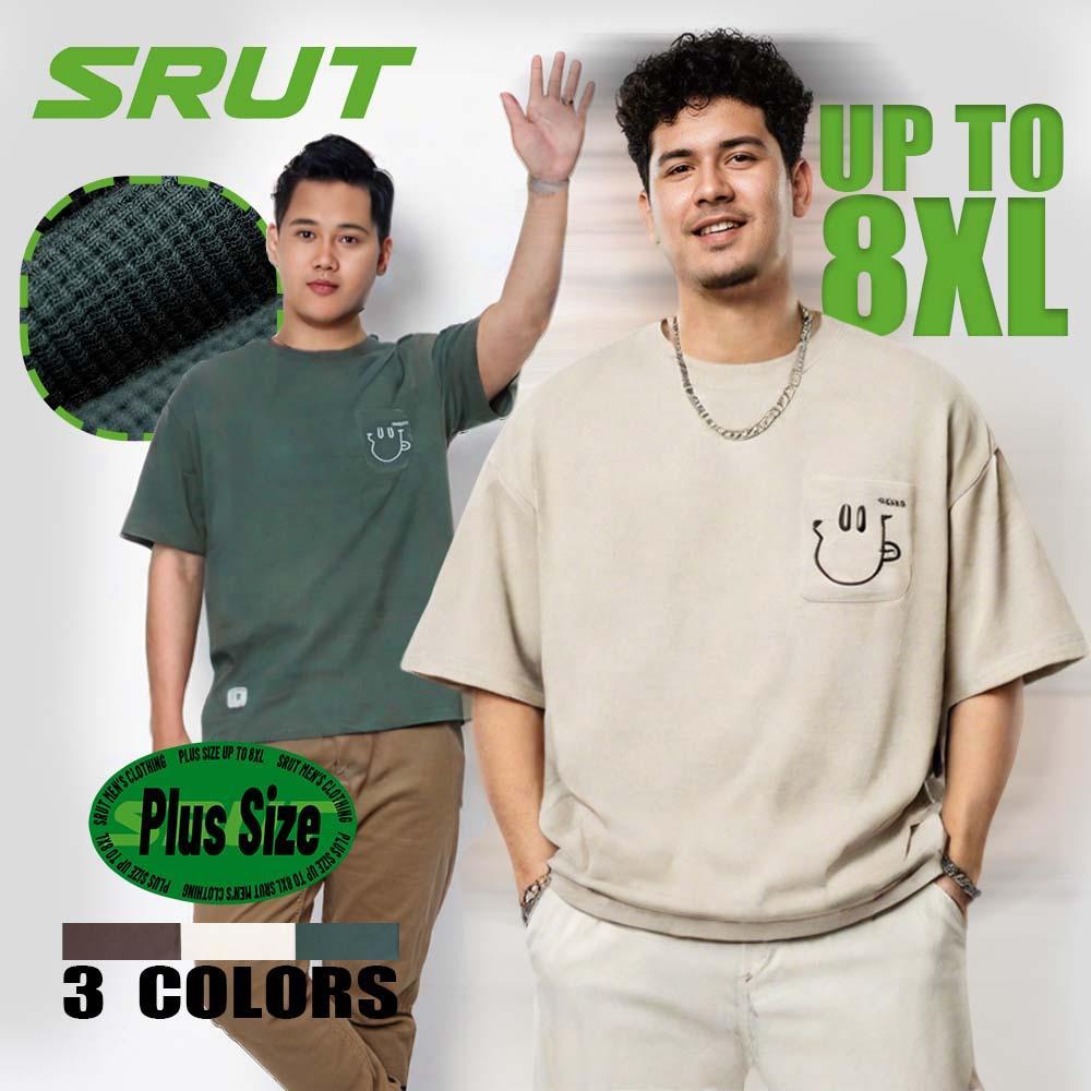 M-8XL วาฟเฟิลปักกับไขมันพิเศษและขนาดใหญ่ Retro Minimalist เสื้อยืดขนาดบวกด้านบนแขนสั้นผู้ชายกระเป๋าหล่อ