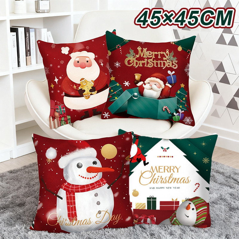 ปลอกหมอน 45 * 45 ซม ปลอกหมอนคริสต์มาส มีซิป กันฝุ่น สำหรับตกแต่งบ้าน ห้องนั่งเล่นโซฟาหมอนอิง