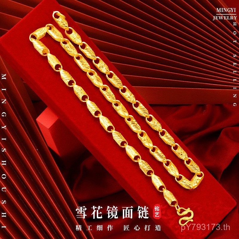 จัดหา สไตล์ชาติพันธุ์เกล็ดหิมะโรงงานขายตรงบรรยากาศรถสดดอกไม้ทองแดงเคลือบทองสร้อยคอสร้อยคอทรายทองชาย 