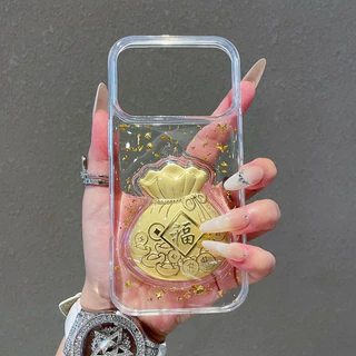 3D Lucky Bag GoldFoil เรซิ่นเคสโทรศัพท์สําหรับ iPhone 17 Pro Max 17 Air 16 Plus 15 14 13 12 11 กันกระแทกป้องกันปลอก