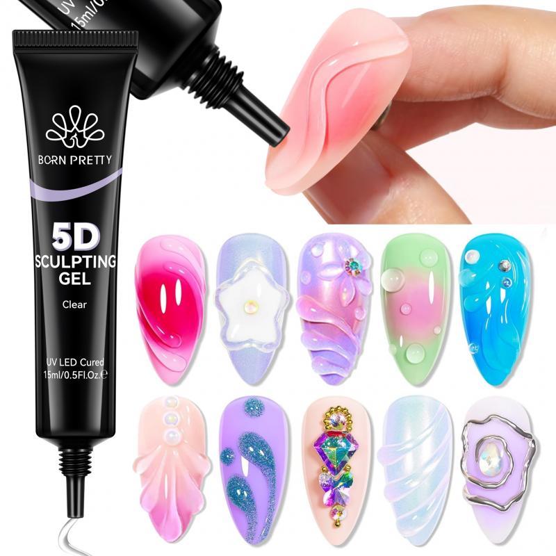 BORN PRETTY 5D Sculpting Gel Polish Nail Art Modeling Gel กันน้ํา Sculpting gel Nail Art 3D Design Gel สําหรับแกะสลักและรูปร่าง