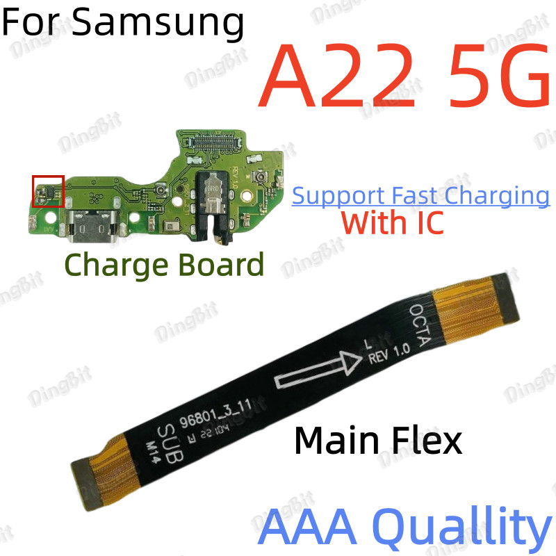 ใหม่สําหรับ Samsung Galaxy A22 5G พอร์ตชาร์จ IC USB ชาร์จพอร์ต Dock Connector Charger เมนบอร์ด Flex Cable อะไหล่