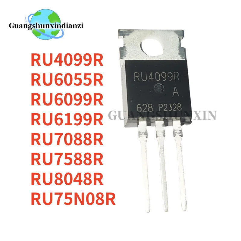 5PCS RU6099R RU7088R RU6199R RU75N08R RU7588R RU6055R RU4099R RU8048R TO-220 Field Effect ทรานซิสเตอ