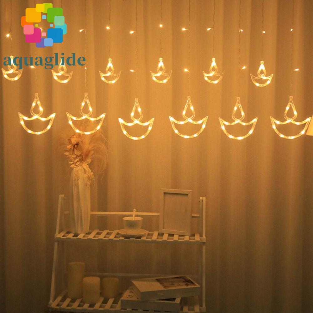 AQUAGLIDE ม่านแสง, รูปหัวใจ Happy Diwali Diwali Light, คริสต์มาส USB Plug Brilliant Night String ไฟ 
