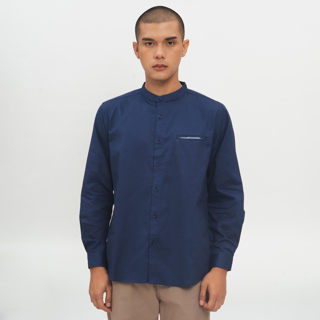 KEMEJA M231 ผู้ชาย Koko Shanghai Plain Oxford ยาวเสื้อ Navy 1552H E2G0 Suja SlimFit Robe สีธรรมดา Or