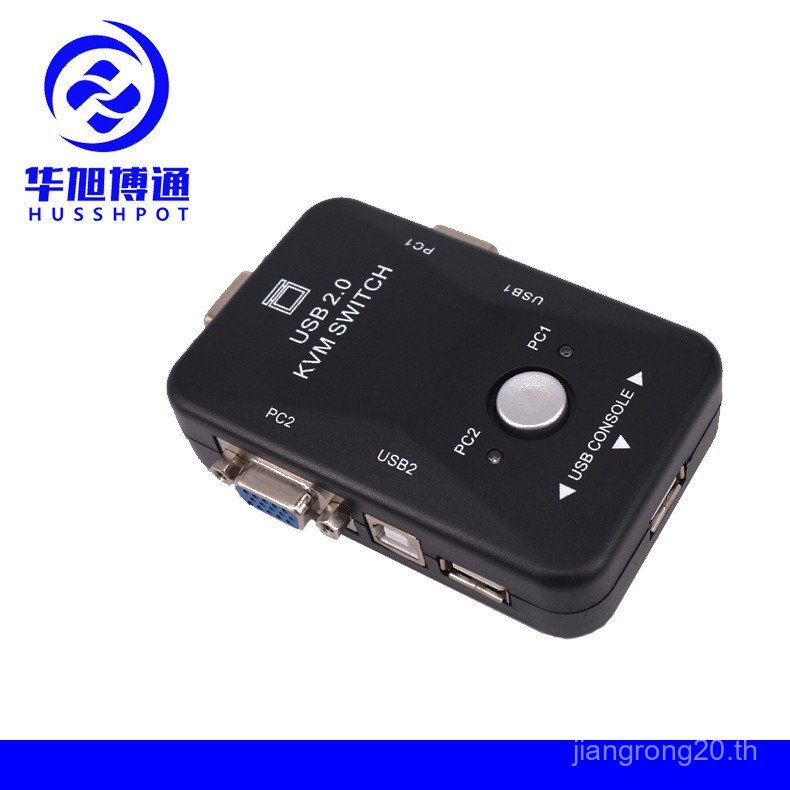KVM Switcher 2-Port USB2.0 คู่มือ VGA Switcher USB2 In 1 Out KVM คอมพิวเตอร์ Switcher V7P1