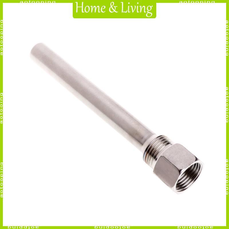 AOTOO ทนทาน Thermowell 304 สแตนเลส 1 2 BSP G ด้าย OD6mm Immersion Sleeve กระเป๋าสําหรับอุณหภูมิ S