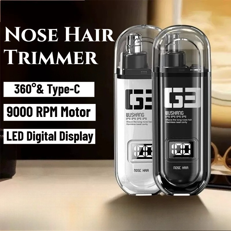 เครื่องเล็มขนจมูกไฟฟ้า ยูเอสบี 9000รอบต่อนาที 360° เครื่องกําจัดขนจมูกเครื่องตัดขนจมูกแบบพกพาล้างทําความสะอาดได้สําหรับผู้ชาย/ผู้หญิง