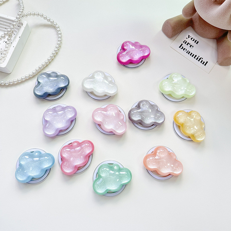 3d Cloud Plain รอบแม่เหล็กที่วางโทรศัพท์สําหรับ IPhone 16 15 14 13 12 Pro Max 14 Plus พับแหวน Grip ยืดโต๊ะขาตั้ง P3