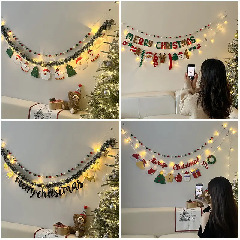 คริสต์มาสแขวนธงตกแต่งคริสต์มาสจี้ตกแต่งเทศกาล DIY ปีใหม่ 2026 Navidad Garland