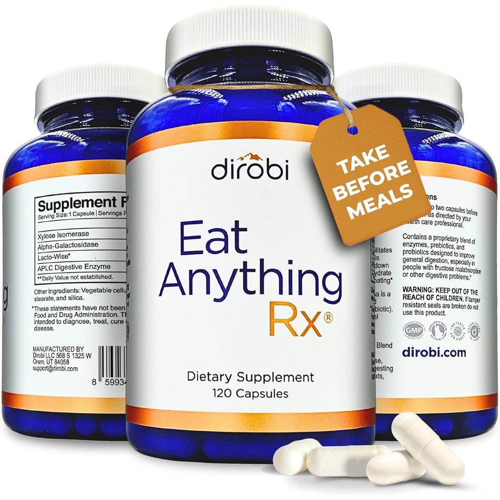 Dirobi Eat Anything Xylose Isomierase Fructose Malabsorption Enzymes, FODMAP, เอนไซม์ย่อยอาหารสําหรั