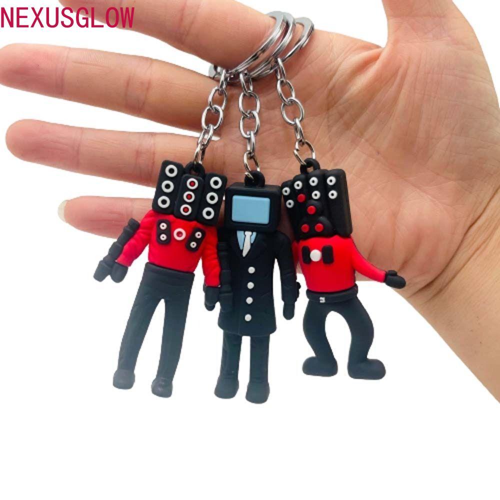 NEXUSGLOW อะนิเมะ Skibidi พวงกุญแจห้องน้ํา, PVC Tv Man Camara Man Skibidi Dop ของเล่นจี้, การ์ตูนอะน