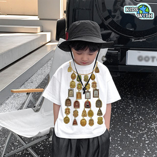 เสื้อเด็ก KIDS  เสื้อคอกลม แขนสั้น  2-9 ขวบ ลายพิมพ์แฟชั่น boy/girl 'Amulet necklace'#211