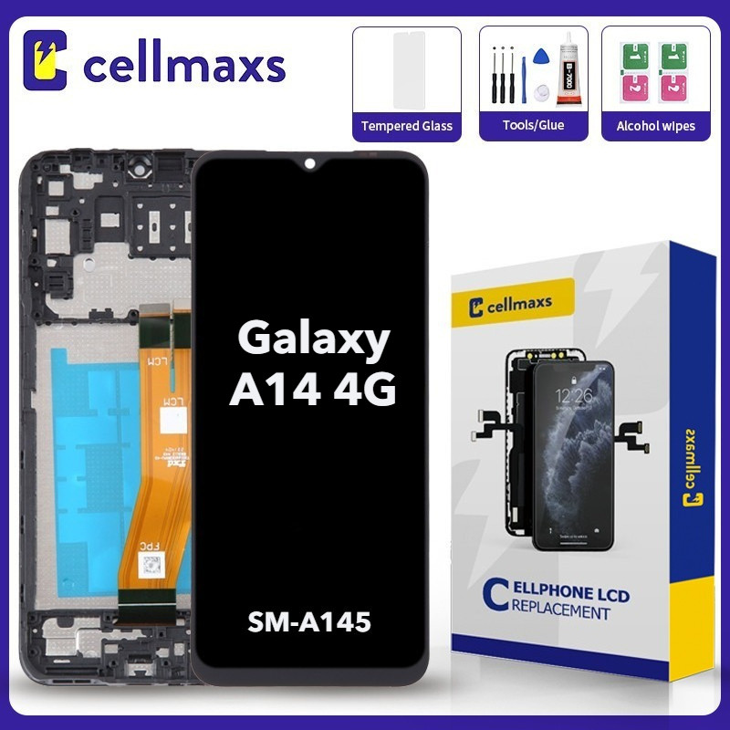 สําหรับ SAMSUNG A14 4G SM-A145 A145 A145F A145F/DSN LCD หน้าจอสัมผัสพร้อมกรอบ