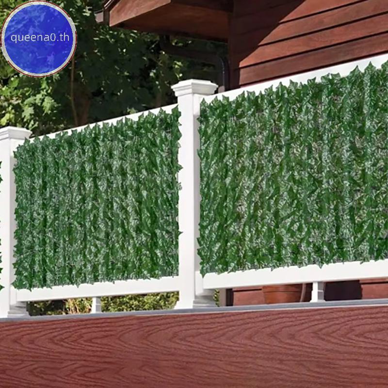 Queena0 ประดิษฐ์ Ivy Hedge สีเขียว Leaf รั้วแผง Faux รั้วความเป็นส่วนตัวหน้าจอสําหรับสวนกลางแจ้งระเบ