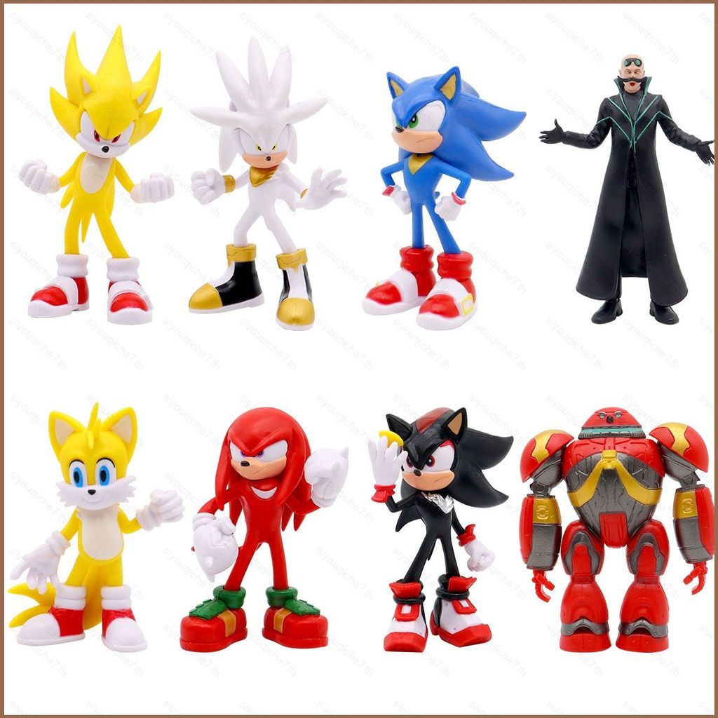 SY 8pcs Sonic the Hedgehog Action Figure Tails Amy Rose Knuckles the Echidna Shadow the Hedgehog ตุ๊