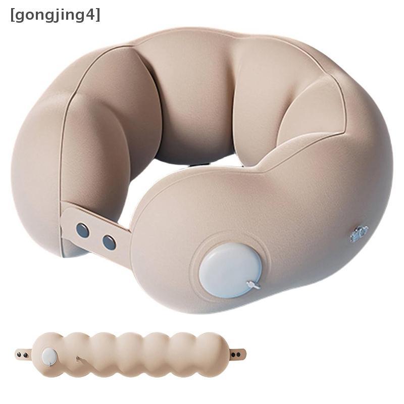 Gongjing4 Inflatable Travel หมอนรองคอสําหรับเครื่องบินรถไฟรถล้างทําความสะอาดได้ปลอกหมอน U รูป Office