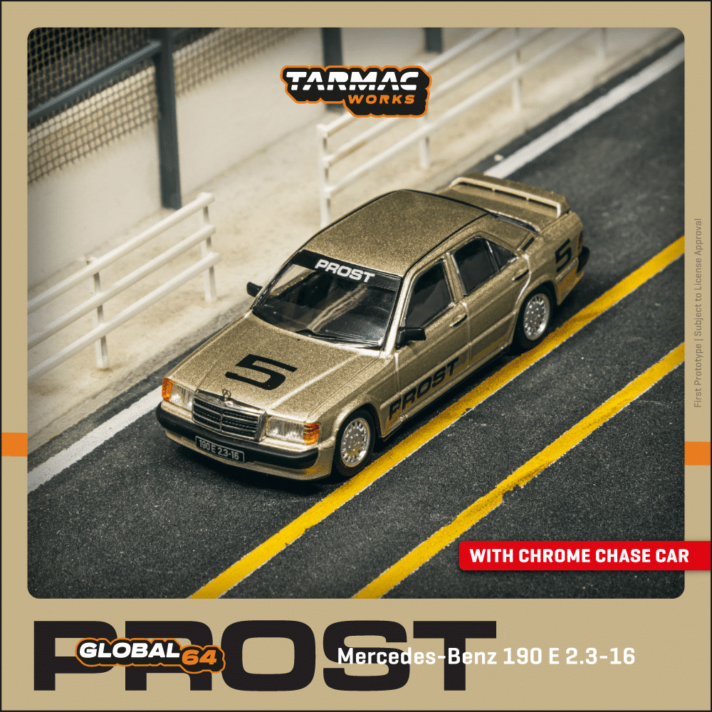 Tarmac Works 1:64 GLOBAL64 Mercedes-Benz 190 E 2.3-16 Race of Champion 1984 Alain Prost T64G-047-84R