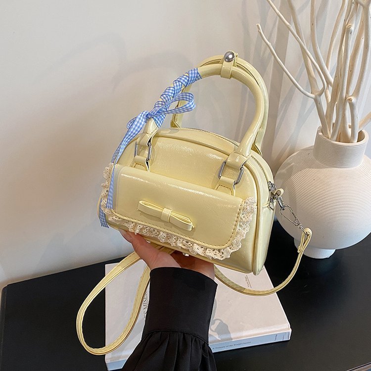 perota brand กระเป๋า cecelle กระเป๋าบอสตันแบบถือโบว์แฟชั่นสไตล์เกาหลีกระเป๋าทรงสี่เหลี่ยมขนาดเล็กที่