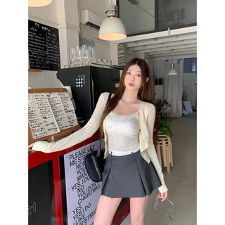Moses Queen คาร์ดิแกนถักสีฟ้าแบบเกาหลี แผ่นบางสำหรับสวมคลุมไหล่