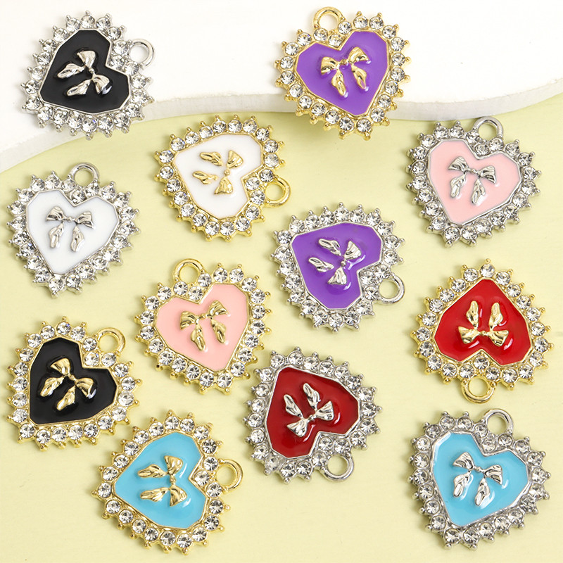 ชุดเครื่องประดับ DIY 6 สี ประกอบด้วย หยดน้ำมัน โบว์ สร้อยข้อมือ สร้อยคอ และต่างหู ออกแบบมาอย่างสวยงามด้วยหัวใจและพลอยเทียมคุณภาพสูง