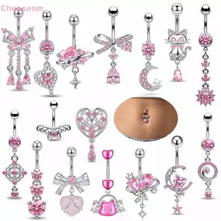 Cheenm สแตนเลสสตีล Belly ปุ่มแหวนรูปหัวใจทองแดงวัสดุ Hypoallergenic Navel เจาะเครื่องประดับสําหรับผู้หญิง Dating สวมใส่ TH