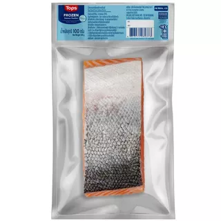ท็อปส์เนื้อแซลมอนหั่นชิ้นแช่แข็ง 100กรัม Tops Frozen Salmon Portion 100g. [หมายเลขบาร์โค้ด 8853474080373 ]