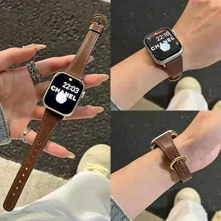 สายนาฬิกา สายหนังบางและเงา หัวมน สามารถใช้ได้กับ AppleWatch SmartWatch มีหลายสี/ขนาด สินค้าพร้อมส่งในไทย